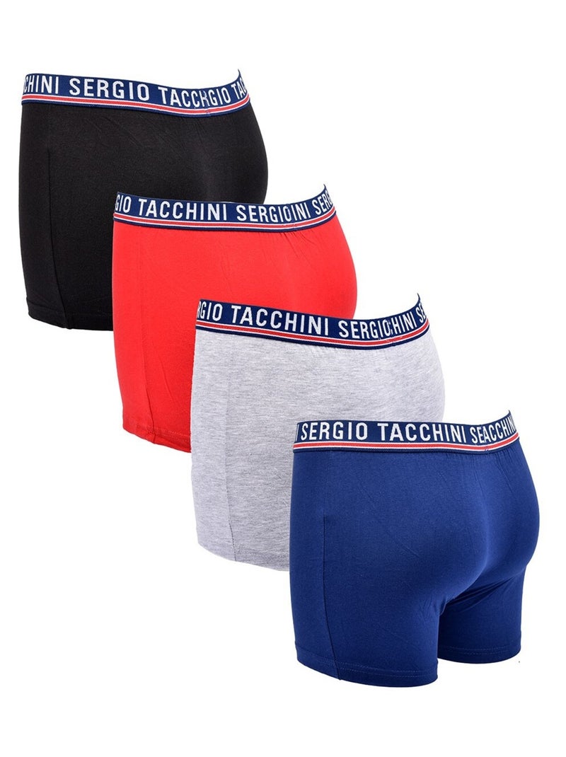 Pack Cueca Boxer Criança SERGIO TACCHINI (Conjunto de 4) Preto Vermelho Cinza - Kiabi
