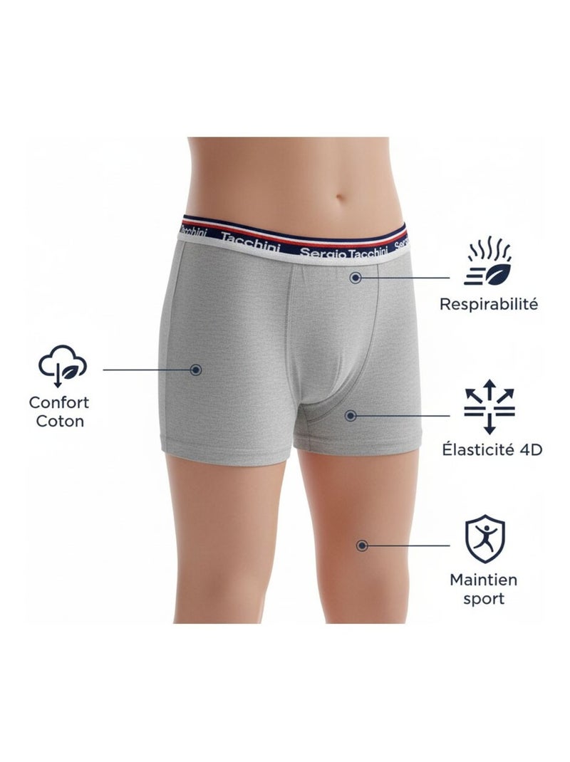 Pack Cuecas Boxer Criança SERGIO TACCHINI (3 unidades) Azul Verde Cinza - Kiabi
