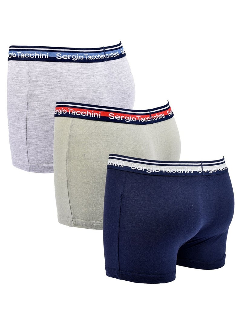 Pack Cuecas Boxer Criança SERGIO TACCHINI (3 unidades) Azul Verde Cinza - Kiabi