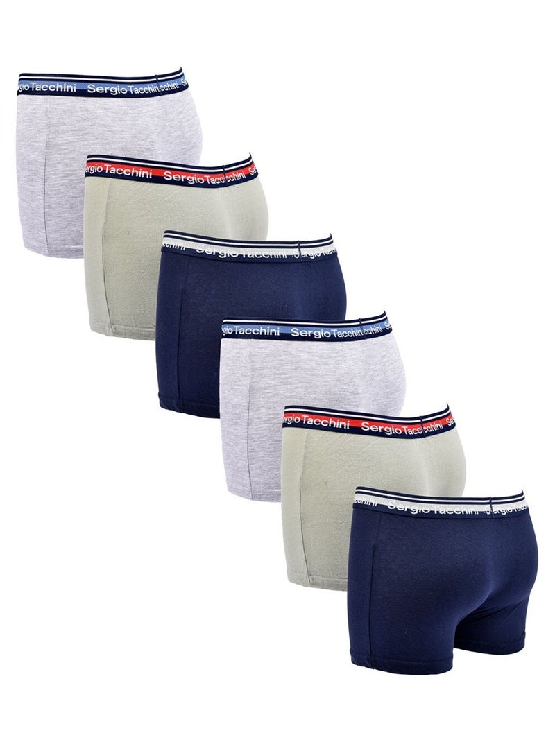 Pack Cuecas Boxer Criança SERGIO TACCHINI (Lote de 6) Azul Verde Cinza - Kiabi