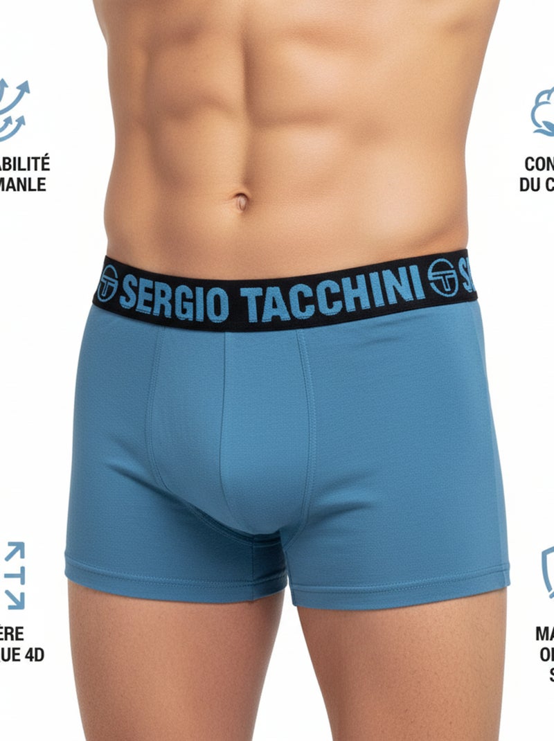 Pack Cuecas Boxer Homem SERGIO TACCHINI (3 Peças) Preto Cinza Azul - Kiabi