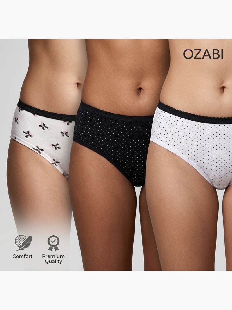 Pack Cuecas Rapariga Algodão OZABI - 6 Peças Branco Bege Preto - Kiabi