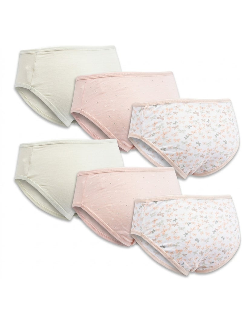 Pack Cuecas Rapariga Algodão OZABI - 6 Peças Branco Rosa claro - Kiabi