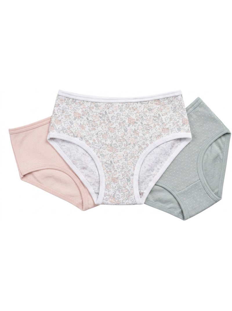 Pack Cuecas Rapariga Algodão OZABI - 6 Peças Branco/Verde água - Kiabi