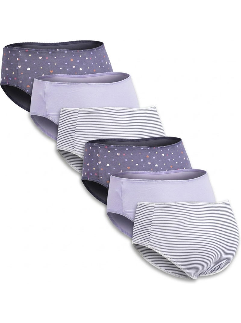 Pack Cuecas Rapariga Algodão OZABI - 6 Peças Roxo ameixa - Kiabi