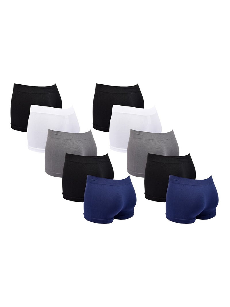 Pack de 10 Cuecas Boxer Sem Costuras SERGIO TACCHINI Preto Branco Cinza - Kiabi