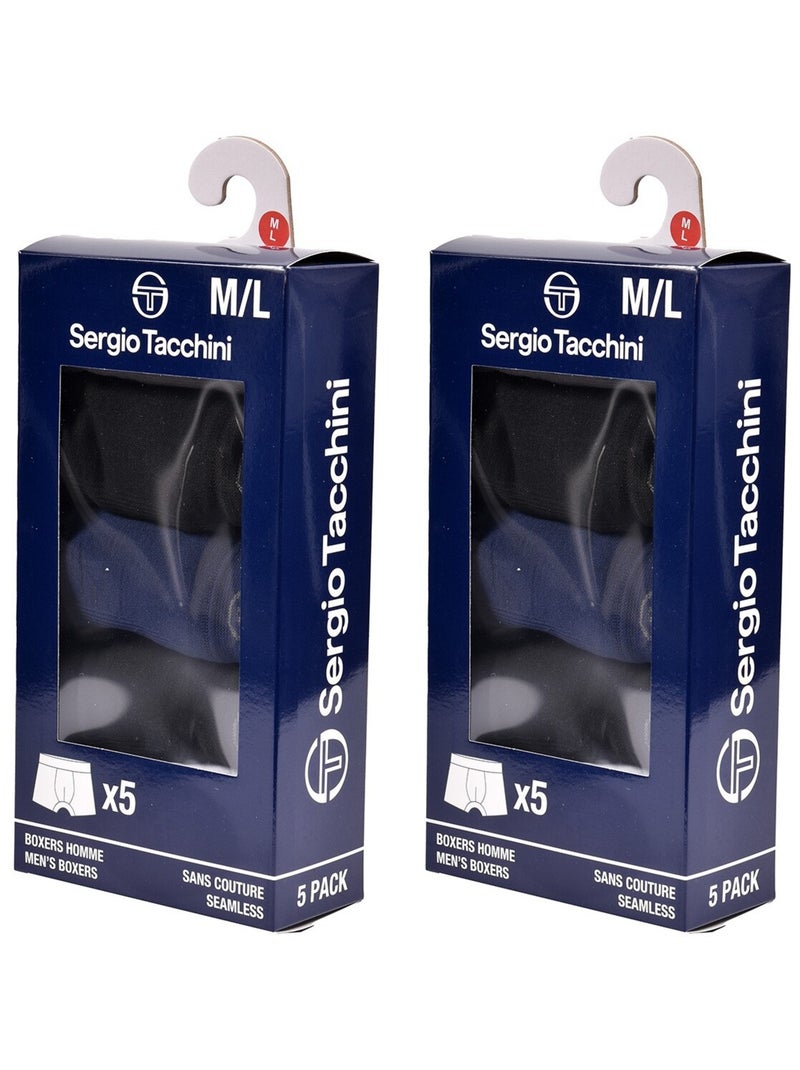 Pack de 10 Cuecas Boxer Sem Costuras SERGIO TACCHINI Preto Branco Cinza - Kiabi