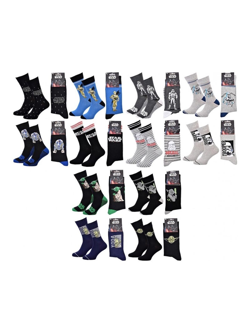 Pack de 12 Meias Homem DISNEY STAR WARS Preto Multicolorido Cinza - Kiabi
