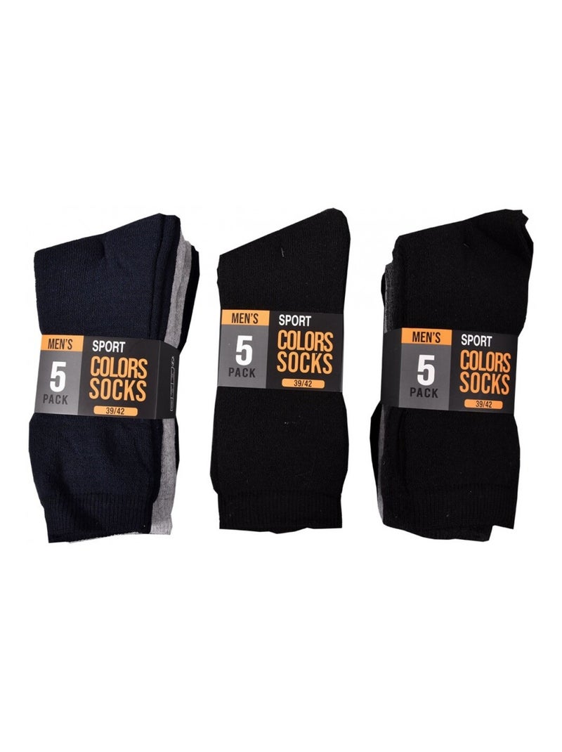 Pack de 15 Meias Homem TWINDAY SPORT Preto Branco Cinza - Kiabi