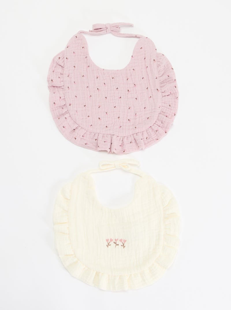 Pack de 2 babetes com folhos Rosa - Kiabi