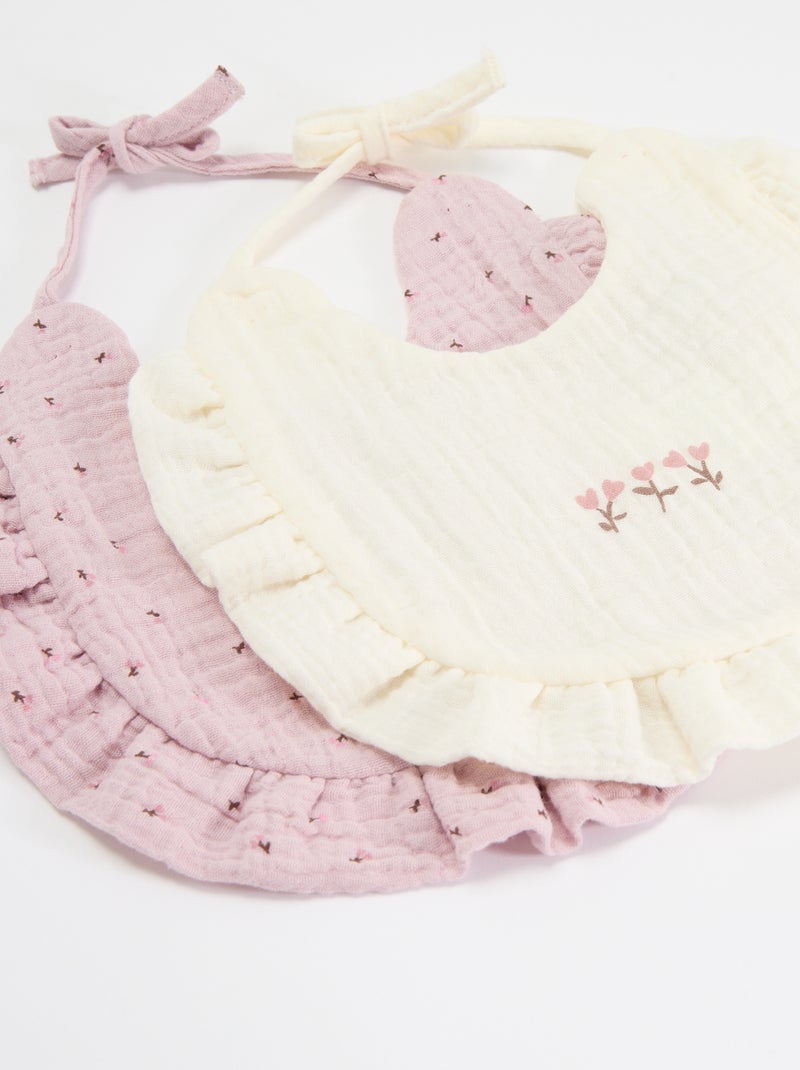 Pack de 2 babetes com folhos Rosa - Kiabi