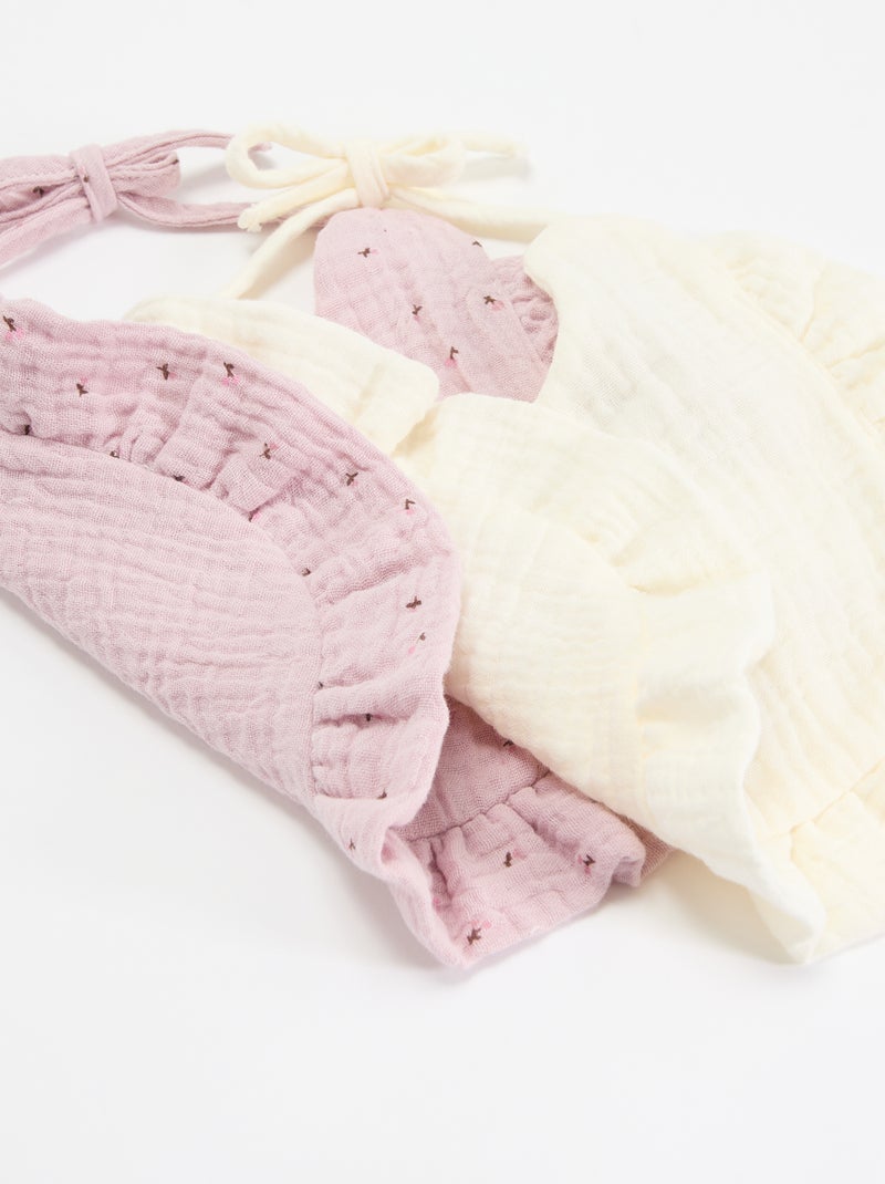 Pack de 2 babetes com folhos Rosa - Kiabi
