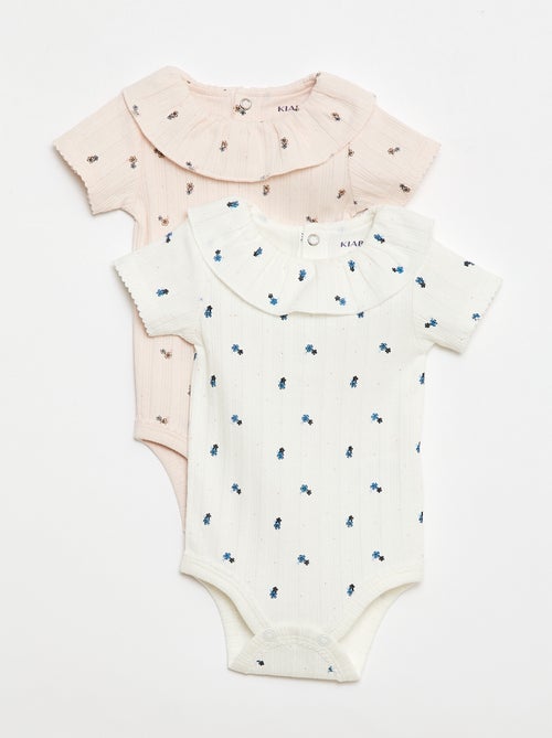 Pack de 2 bodies com gola com folho - Kiabi