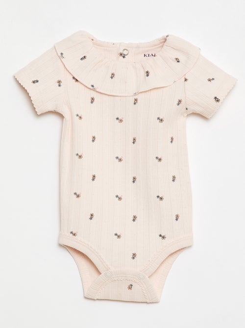 Pack de 2 bodies com gola com folho - Kiabi