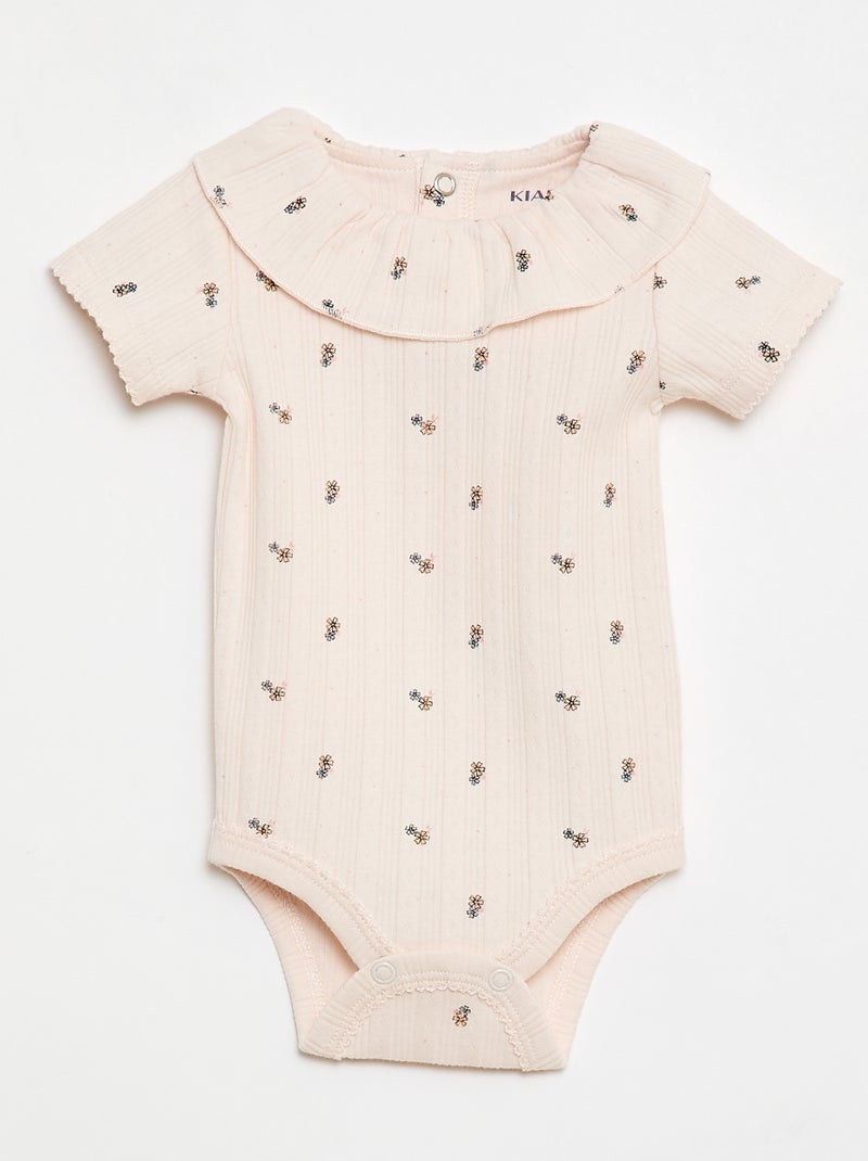 Pack de 2 bodies com gola com folho Branco - Kiabi