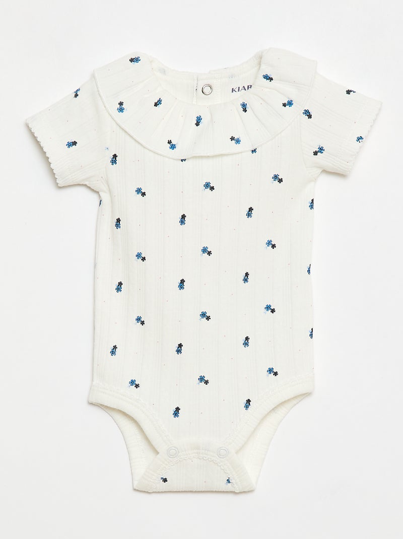 Pack de 2 bodies com gola com folho Branco - Kiabi