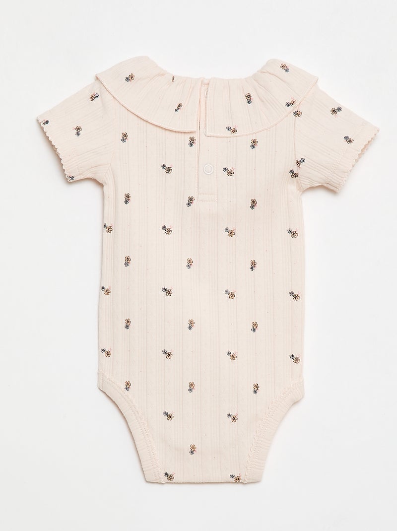 Pack de 2 bodies com gola com folho Branco - Kiabi