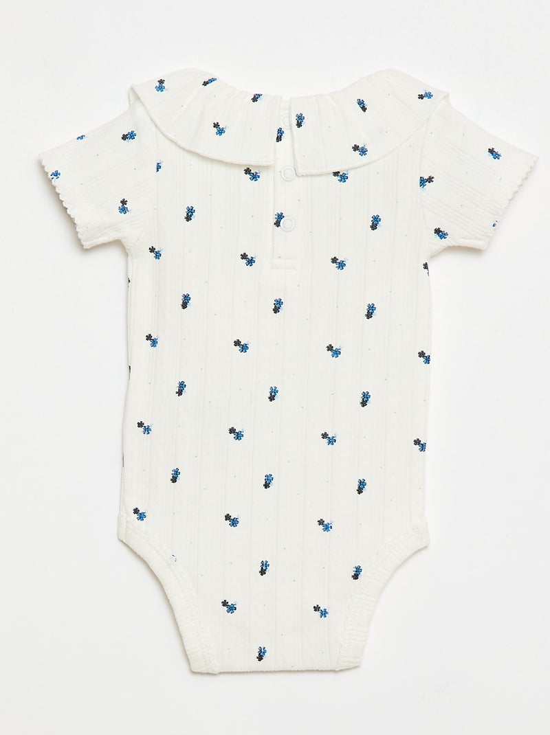 Pack de 2 bodies com gola com folho Branco - Kiabi