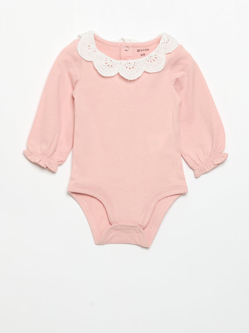 Pack de 2 bodies com gola em bordado inglês Branco - Kiabi