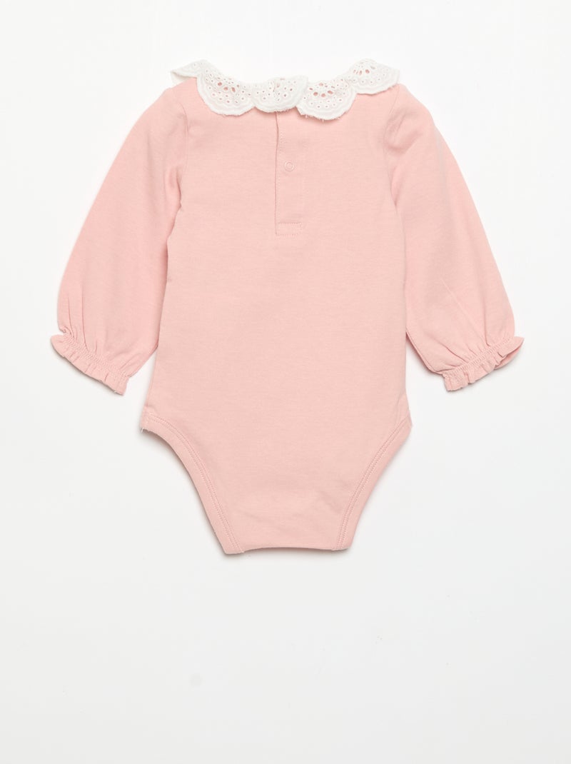 Pack de 2 bodies com gola em bordado inglês Branco - Kiabi