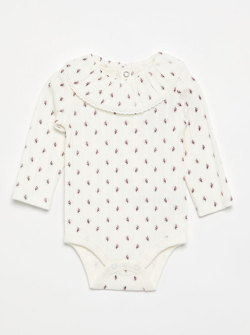 Pack de 2 bodies com gola fantasia Branco - Kiabi