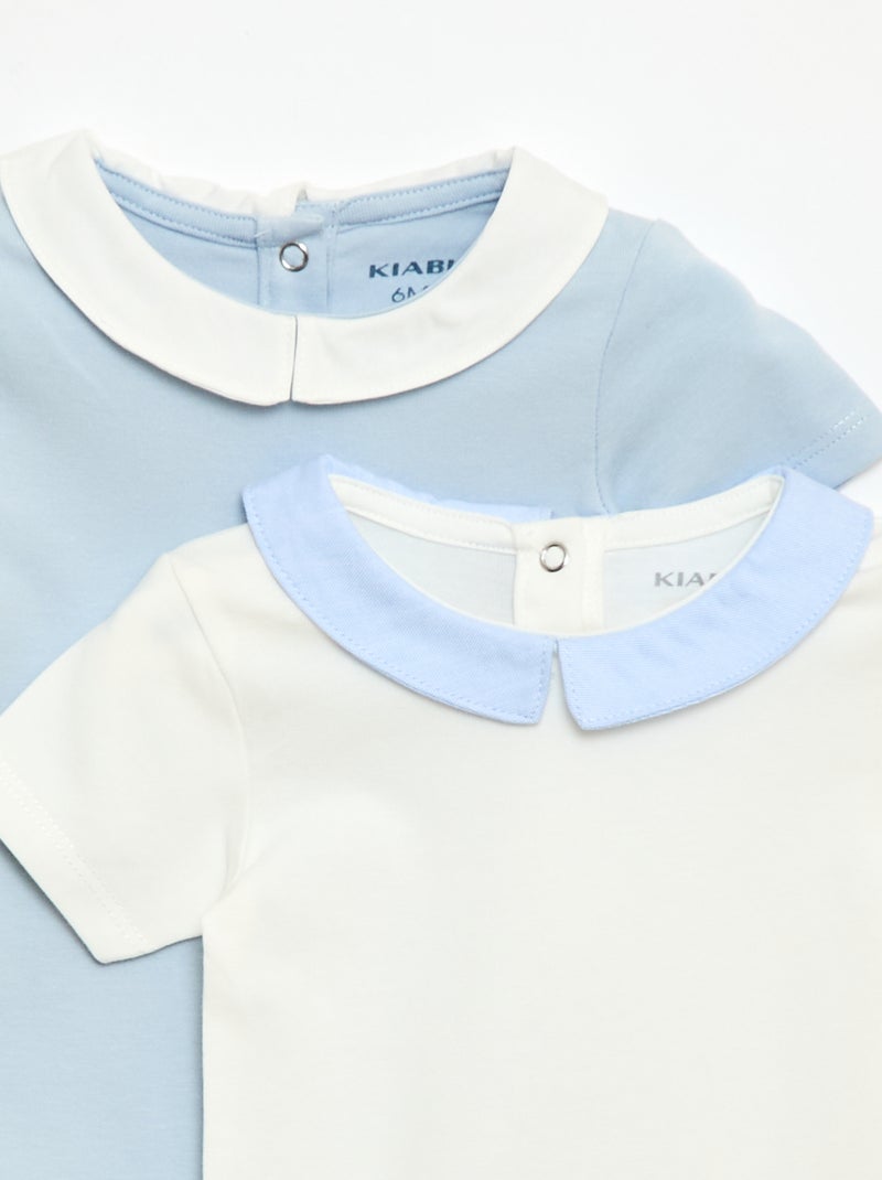 Pack de 2 bodies com gola Peter Pan Azul - Kiabi