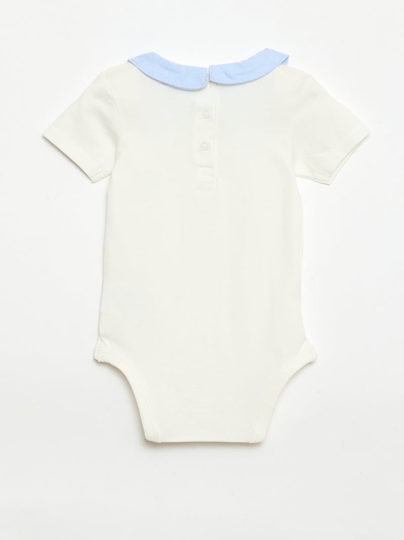 Pack de 2 bodies com gola Peter Pan Azul - Kiabi