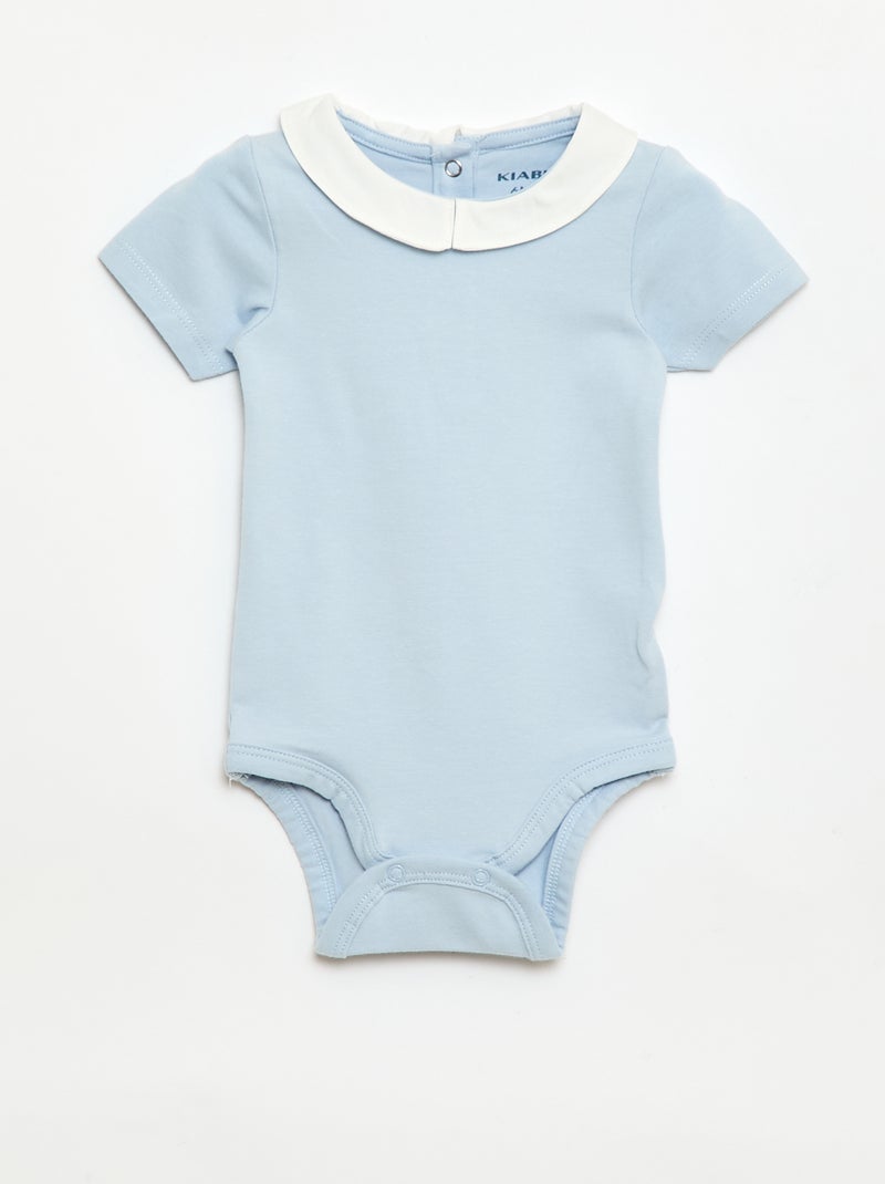 Pack de 2 bodies com gola Peter Pan Azul - Kiabi