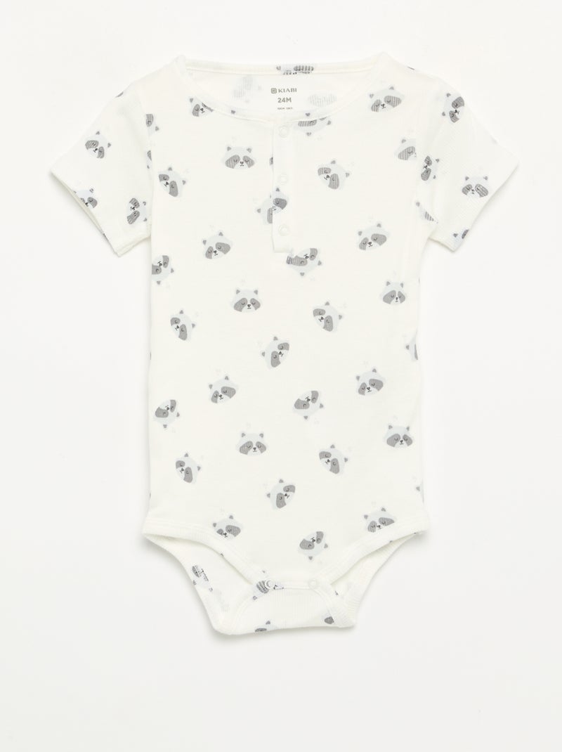 Pack de 2 bodies de gola redonda com molas de pressão Branco - Kiabi