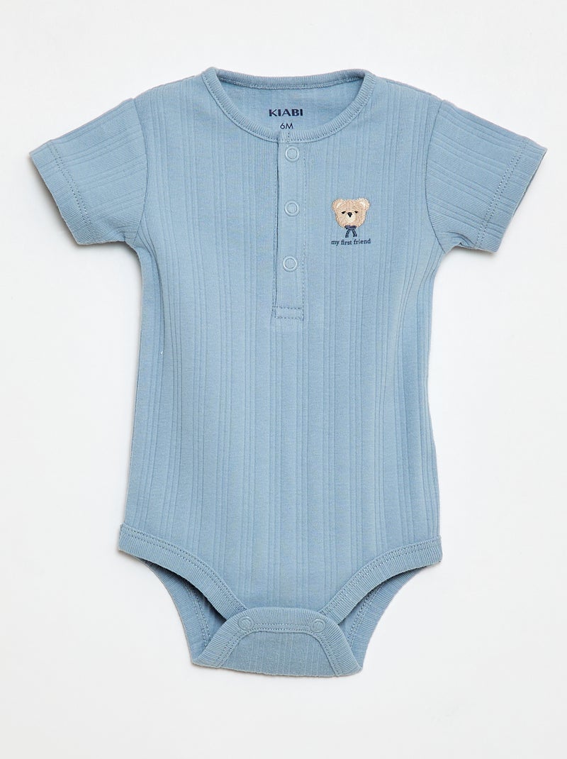 Pack de 2 bodies em malha canelada Azul - Kiabi