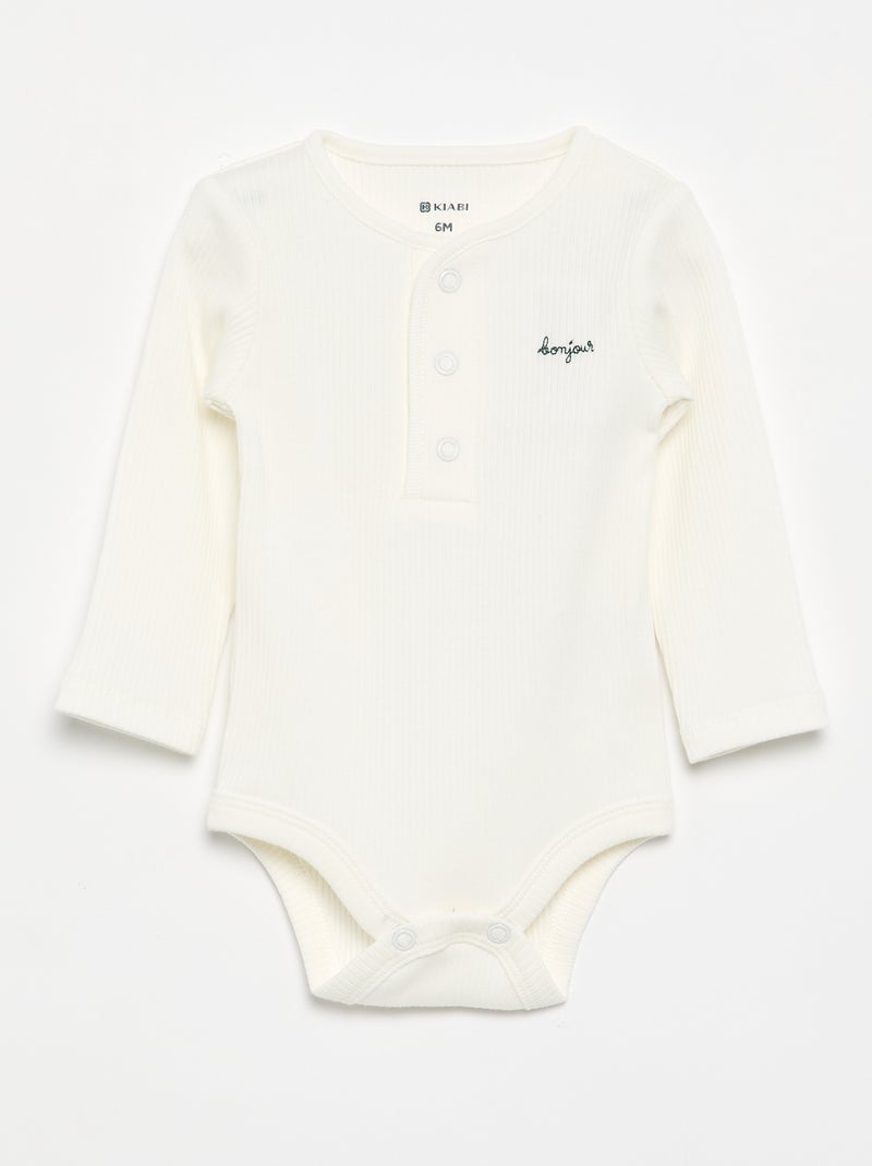 Pack de 2 bodies em malha canelada Branco - Kiabi