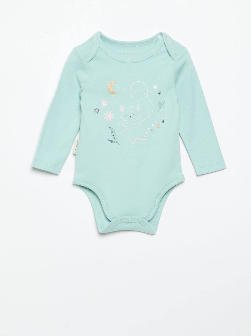 Pack de 2 bodies estampados 'Petit Béguin' Verde - Kiabi