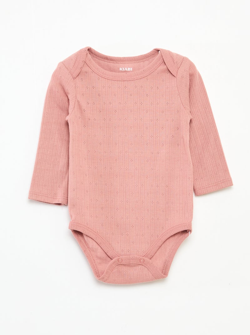 Pack de 2 bodies termorreguladores em malha canelada Rosa - Kiabi