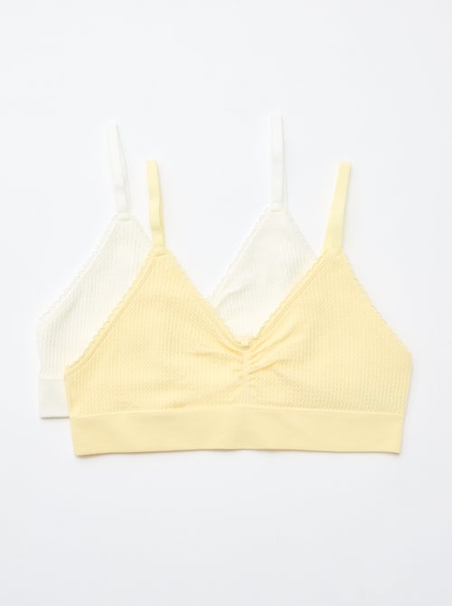 Pack de 2 bralettes em malha com relevo - Kiabi
