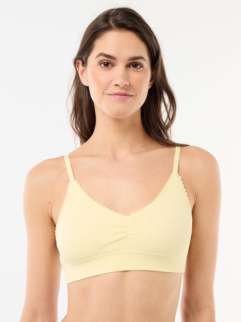 Pack de 2 bralettes em malha com relevo Amarelo - Kiabi