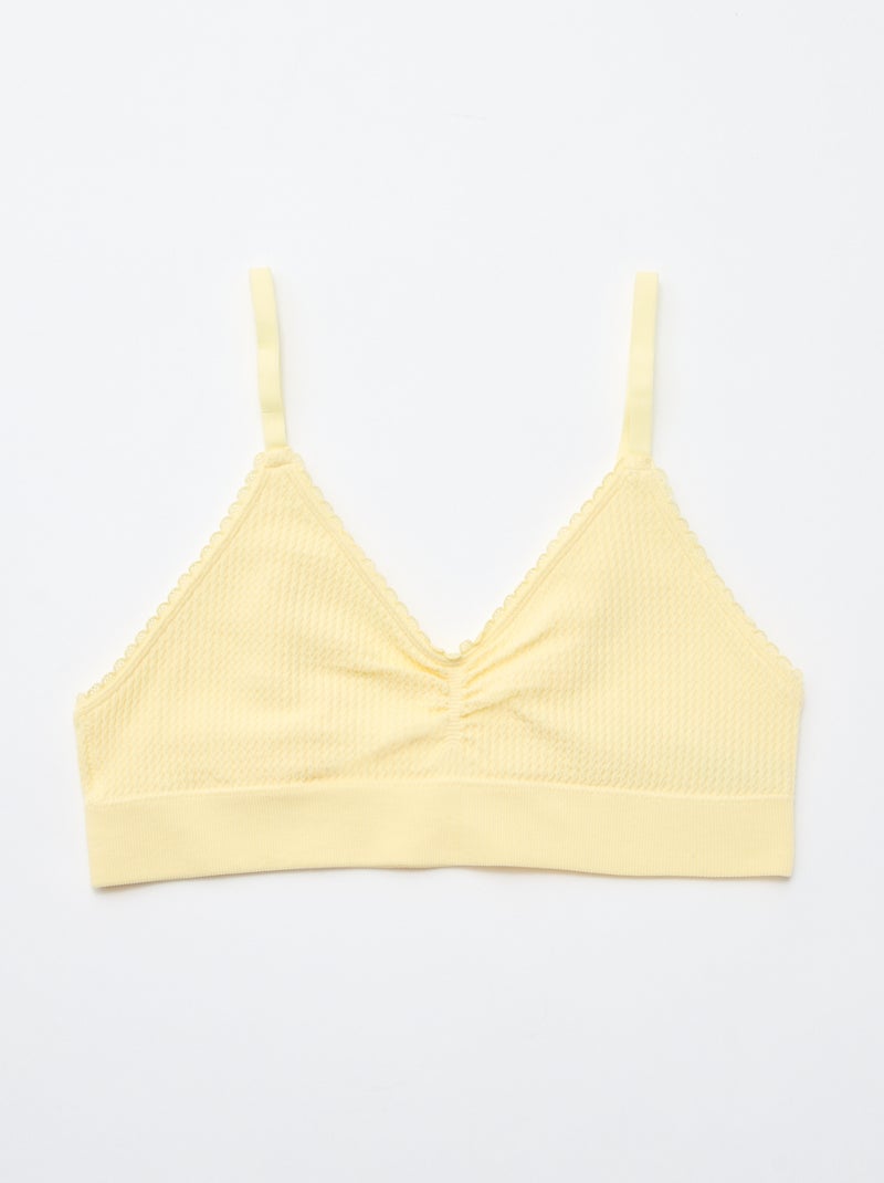 Pack de 2 bralettes em malha com relevo Amarelo - Kiabi