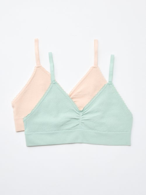 Pack de 2 bralettes em malha com relevo - Kiabi
