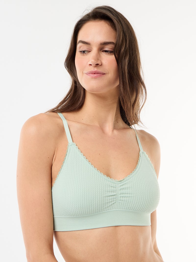 Pack de 2 bralettes em malha com relevo Verde - Kiabi