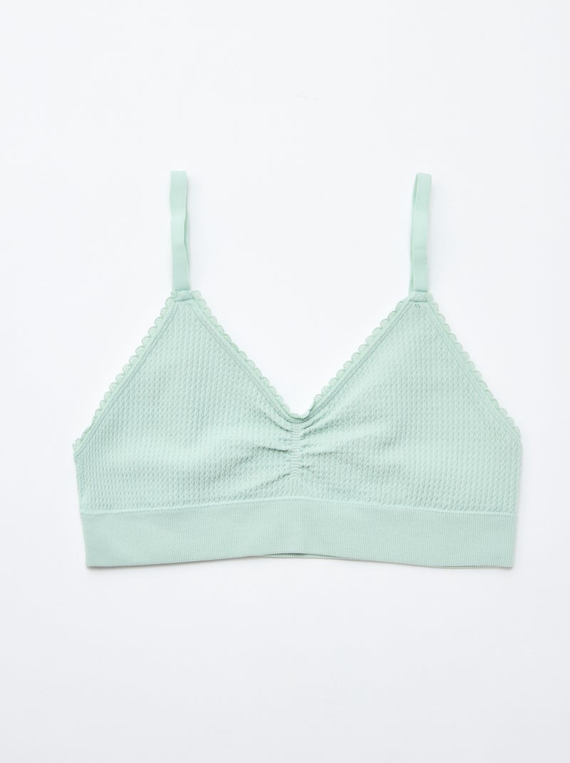 Pack de 2 bralettes em malha com relevo Verde - Kiabi