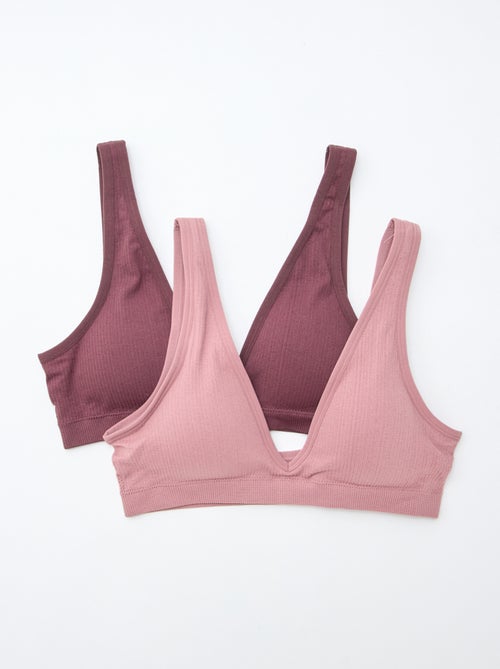 Pack de 2 Brassieres Caneladas Sem Costuras - Kiabi