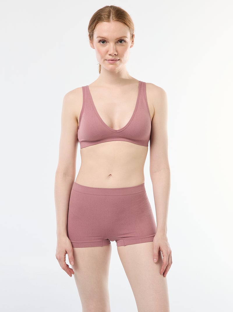 Pack de 2 Brassieres Caneladas Sem Costuras Rosa - Kiabi