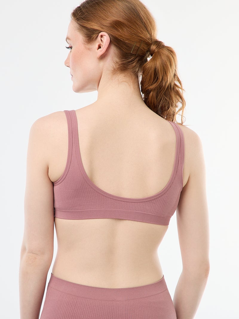 Pack de 2 Brassieres Caneladas Sem Costuras Rosa - Kiabi