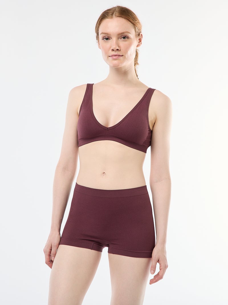 Pack de 2 Brassieres Caneladas Sem Costuras Rosa - Kiabi