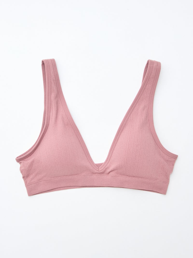 Pack de 2 Brassieres Caneladas Sem Costuras Rosa - Kiabi