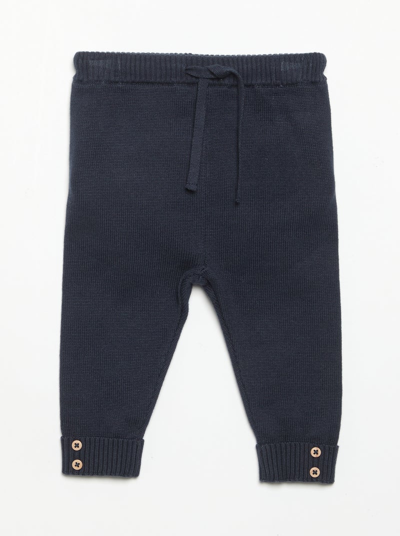 Pack de 2 calças de algodão tricotado Azul - Kiabi