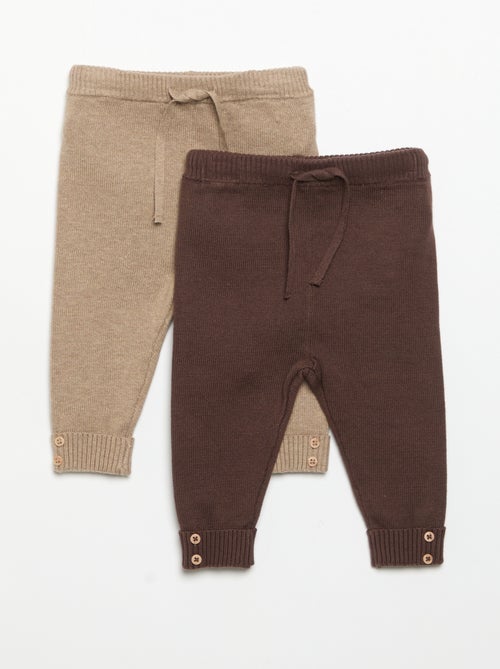 Pack de 2 calças de algodão tricotado - Kiabi