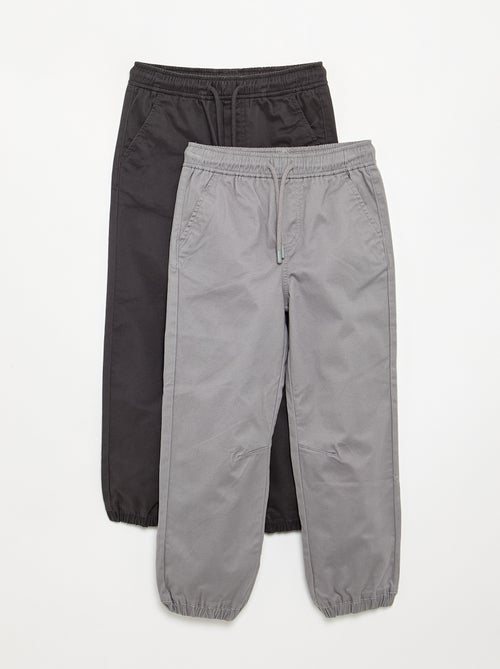 Pack de 2 calças de jogging em sarja - Kiabi Pack de 2 calças de jogging em sarja - Kiabi