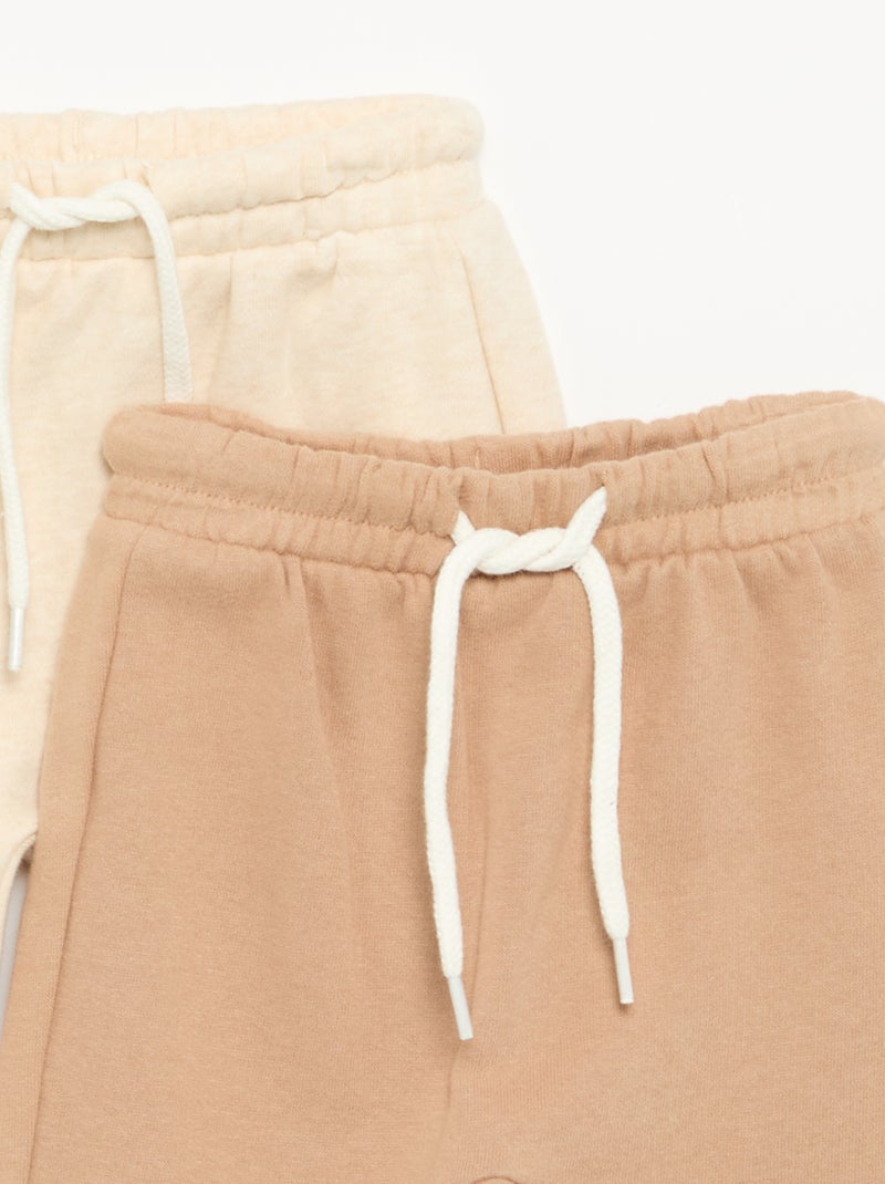 Pack de 2 calças de moletão com corte saruel Bege - Kiabi