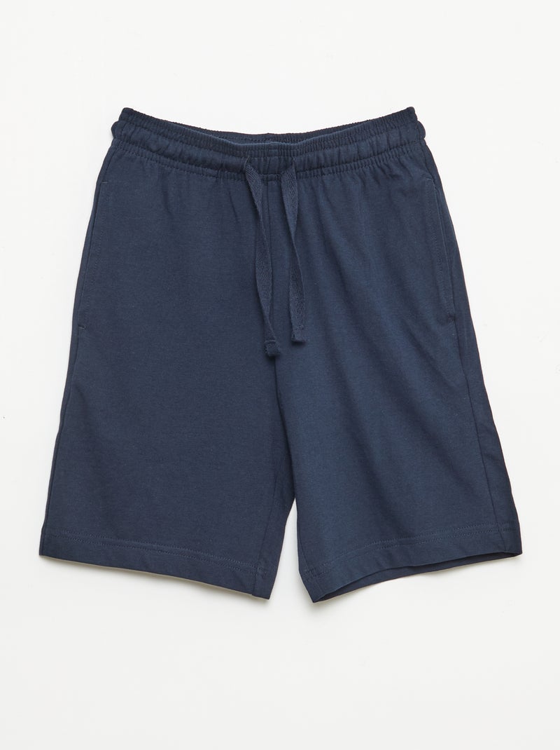 Pack de 2 calções de jersey de algodão lisos Azul - Kiabi