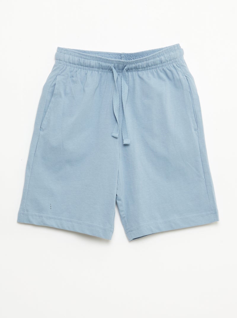 Pack de 2 calções de jersey de algodão lisos Azul - Kiabi